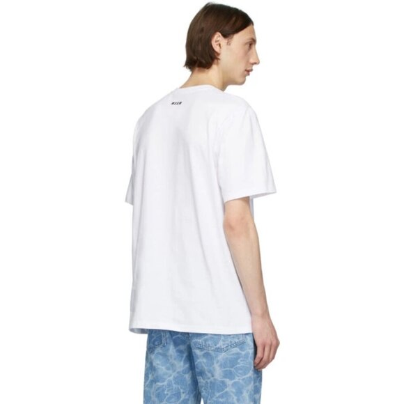 MSGM Mens White Beach Print Cotton Short Sleeve Tshirt Top Size XS NWT - Picture 2 of 9